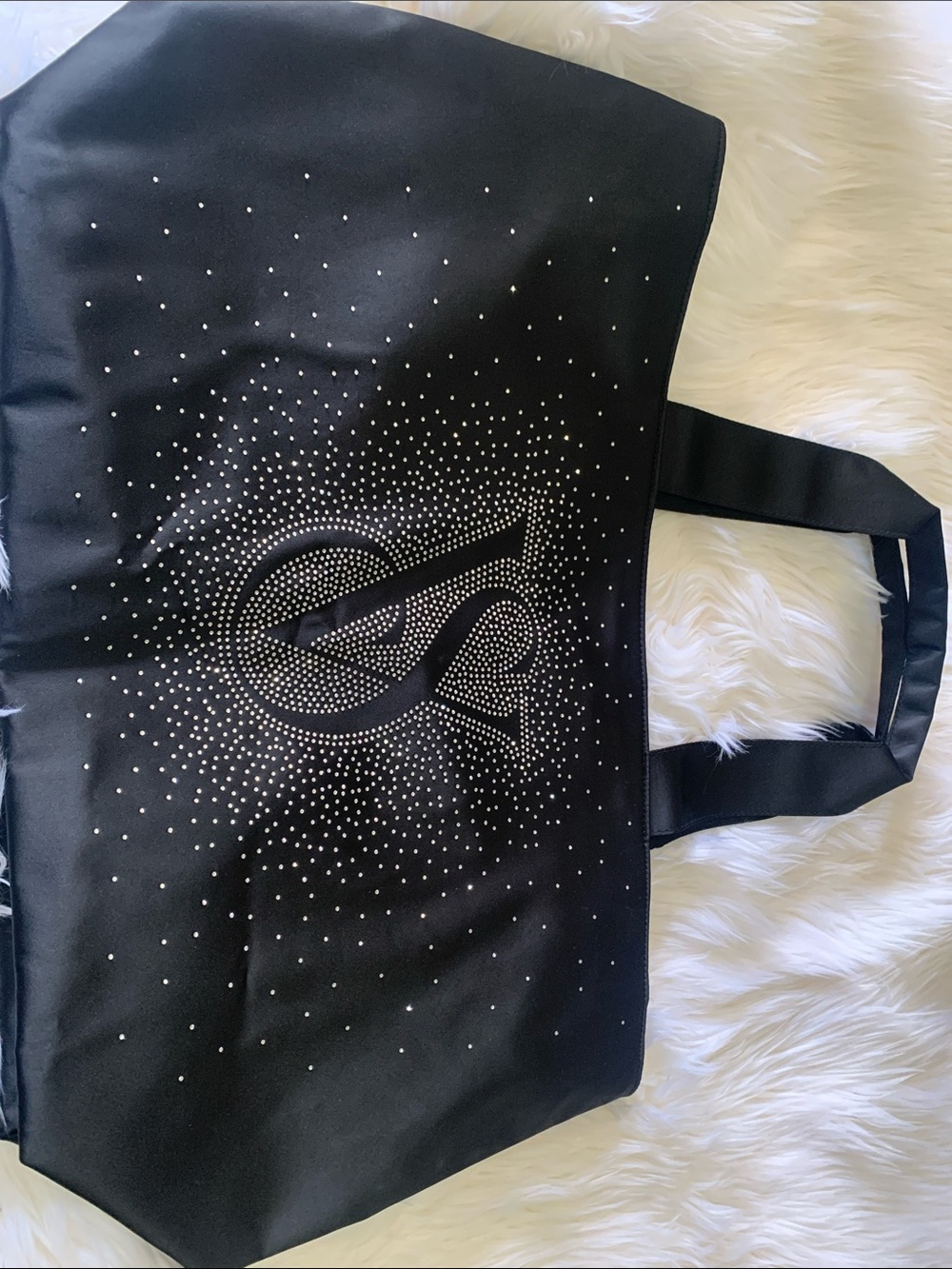 Black Studded Tote Bag with Monogram Accent